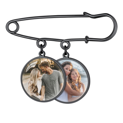 Custom Picture Wedding Bouquet Photo Brooch Memorial Pins black 2