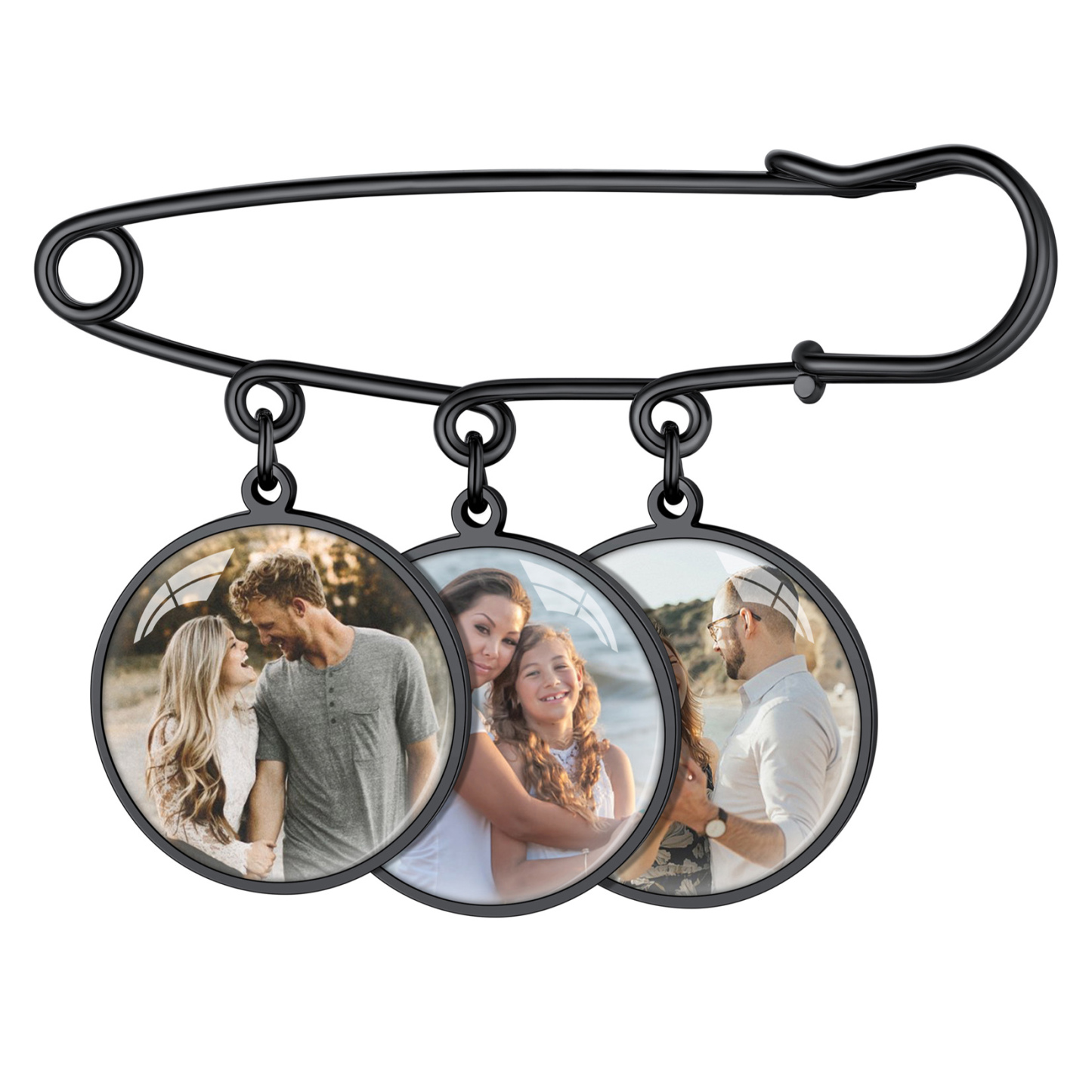 Custom Picture Wedding Bouquet Photo Brooch Memorial Pins black 3