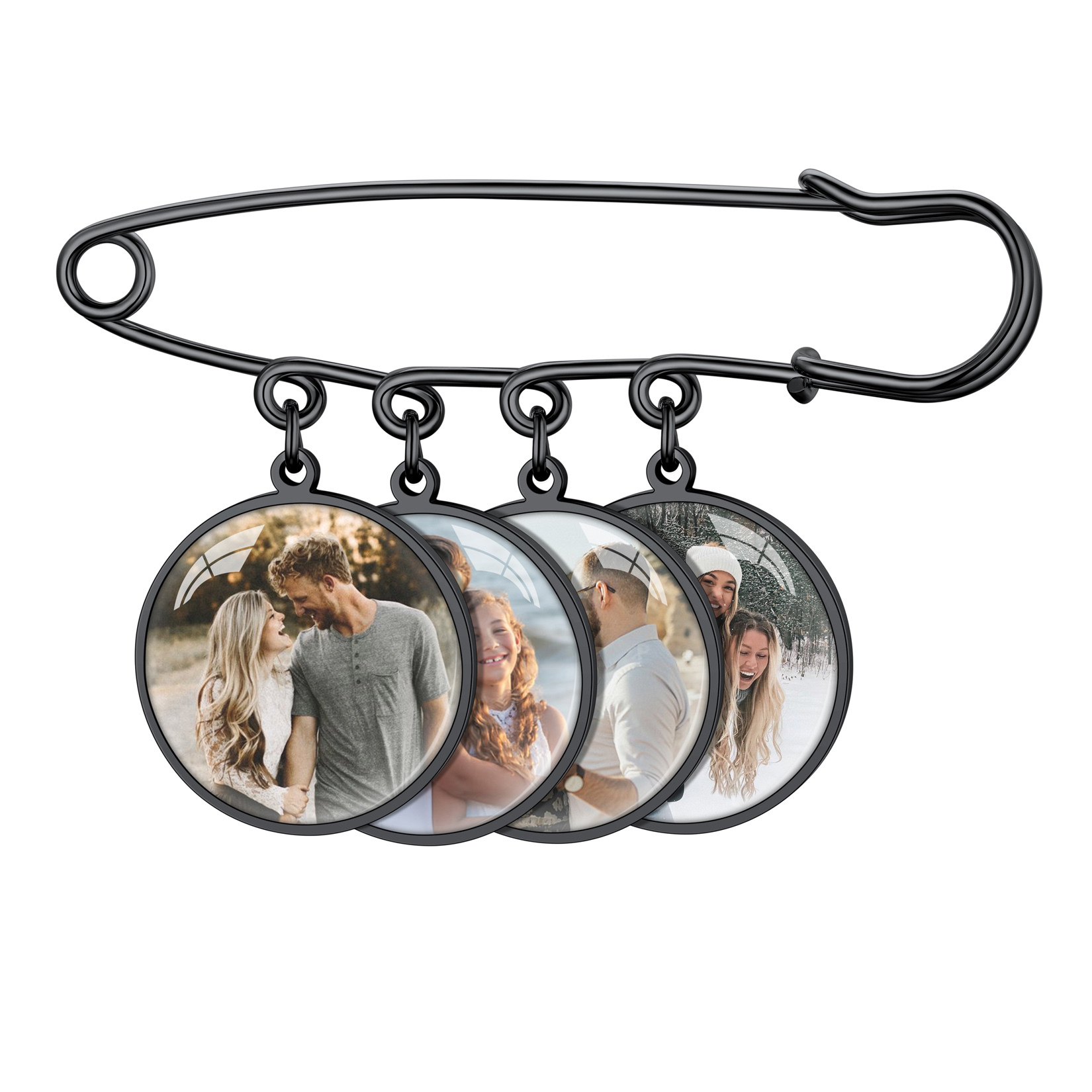 Custom Picture Wedding Bouquet Photo Brooch Memorial Pins black 4