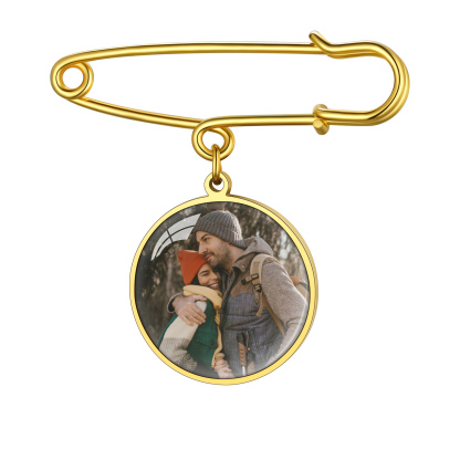Custom Picture Wedding Bouquet Photo Brooch Memorial Pins gold 1