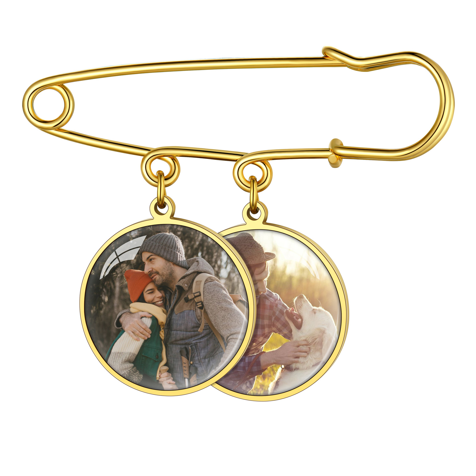 Custom Picture Wedding Bouquet Photo Brooch Memorial Pins gold 2