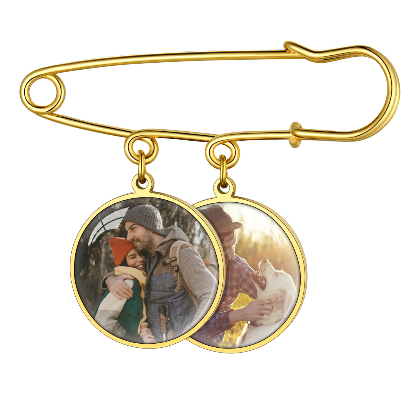 Custom Picture Wedding Bouquet Photo Brooch Memorial Pins gold 2