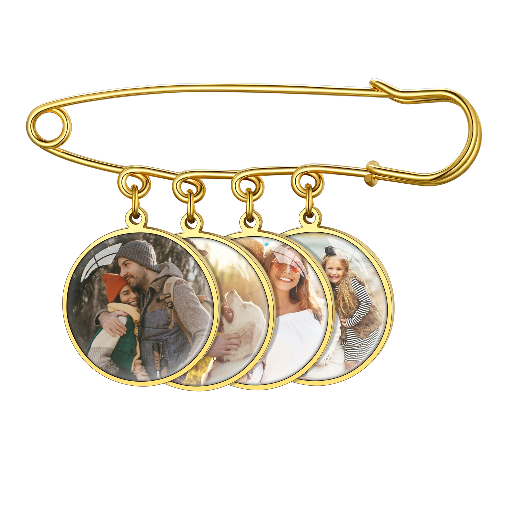 Custom Picture Wedding Bouquet Photo Brooch Memorial Pins gold 4