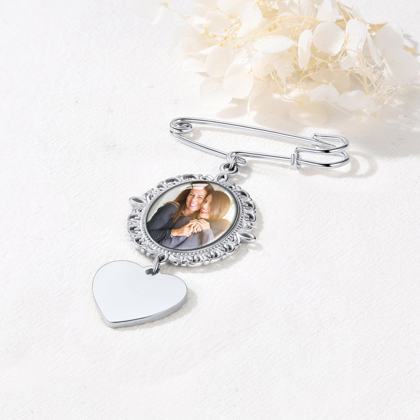 Custom Photo Charms Pendant Pins For Women silver