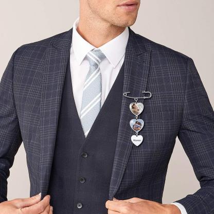 Wedding Bouquet Photo Charms Customized with 1-4 Pictures Memorial Pins model silver