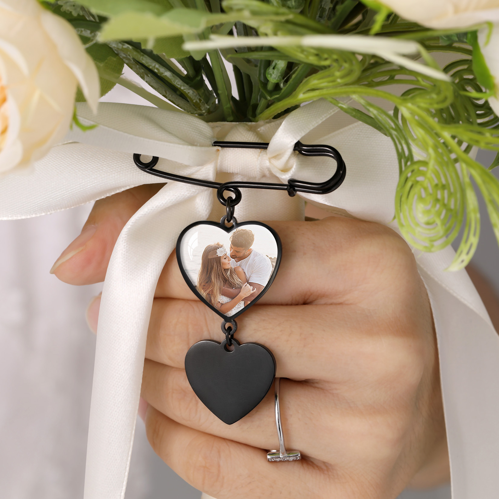 Wedding Bouquet Photo Charms  Memorial Pins 