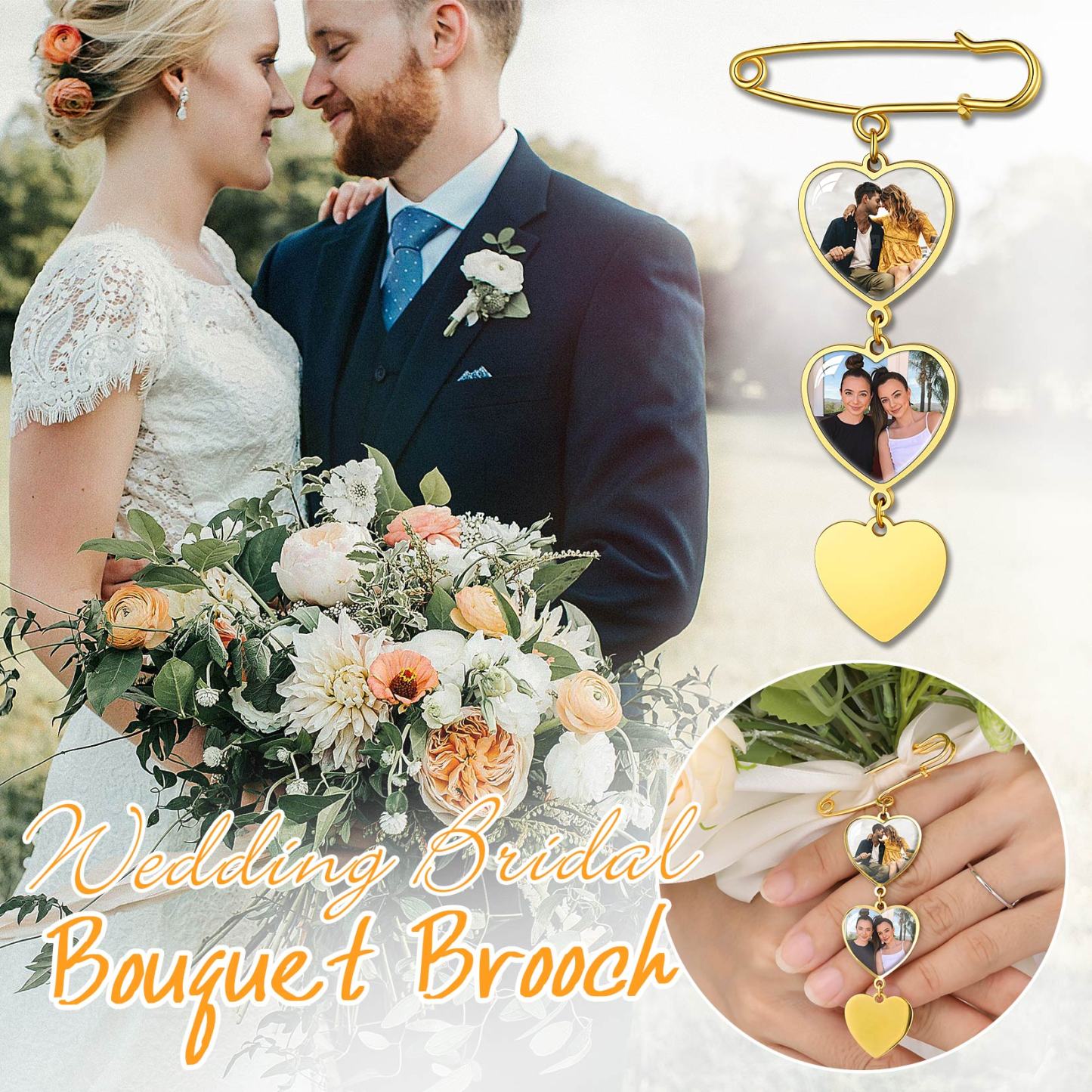 Wedding Bouquet Photo Charms Customized with 1-4 Pictures 