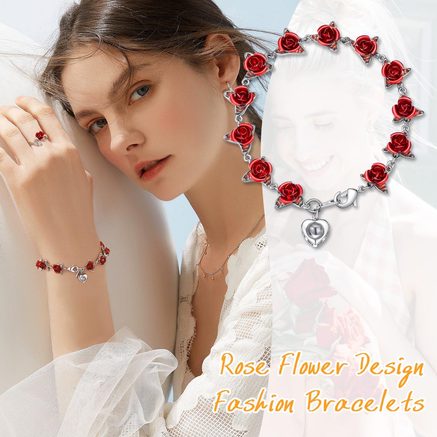 Photo Projection Rose Link Bracelets For Women 