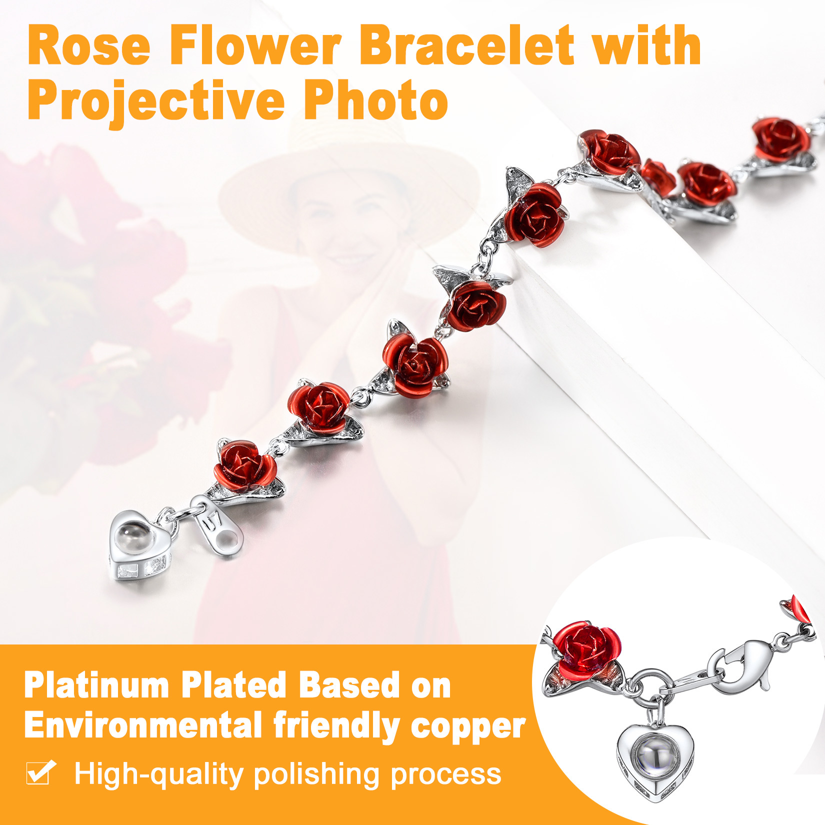  Projection Rose Link Bracelets For Women