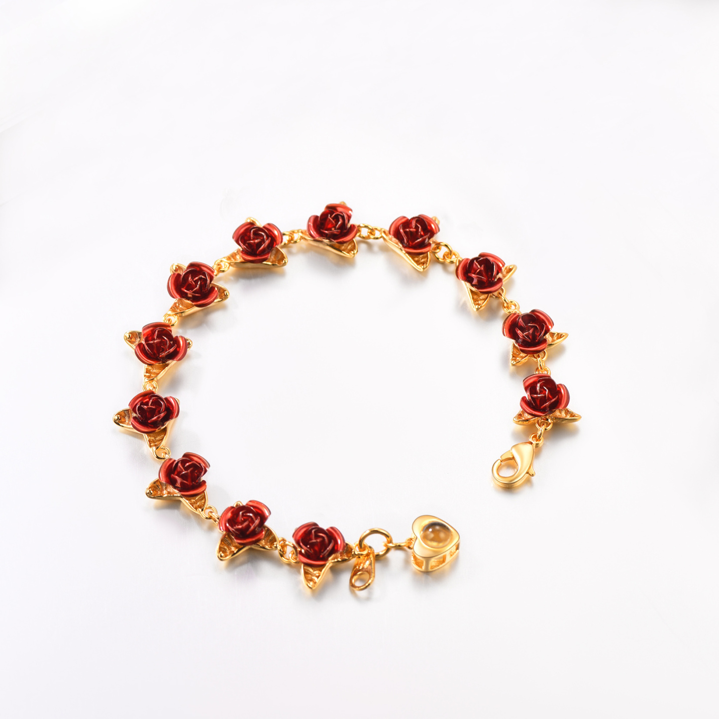 Personalized Photo Projection Rose Link Bracelets gold