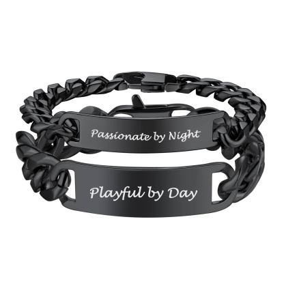 Name Engraved for Men Custom Cuban Link Chain ID Bracelet 