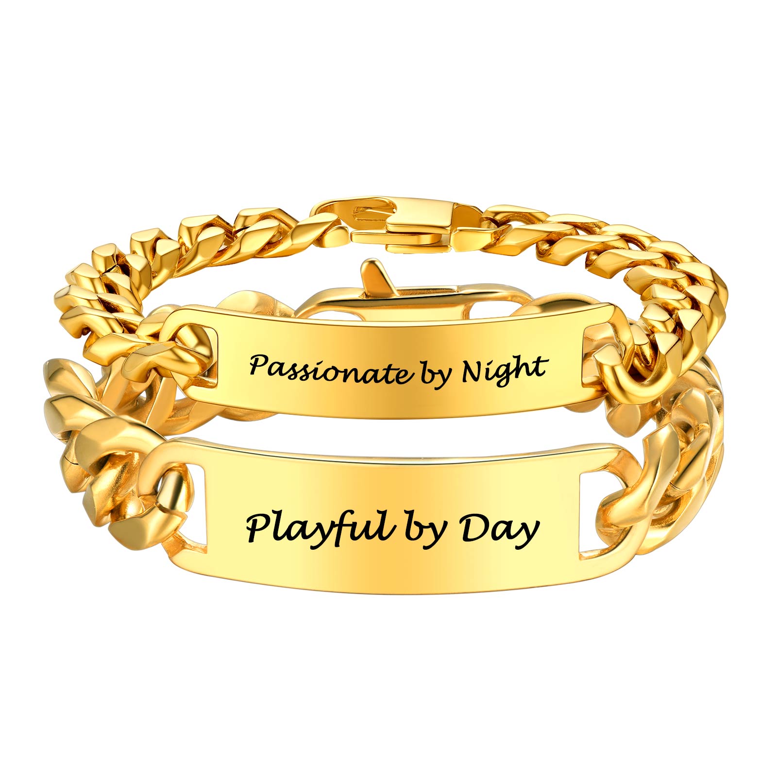 Name Engraved for Men Custom Cuban Link Chain ID Bracelet 
