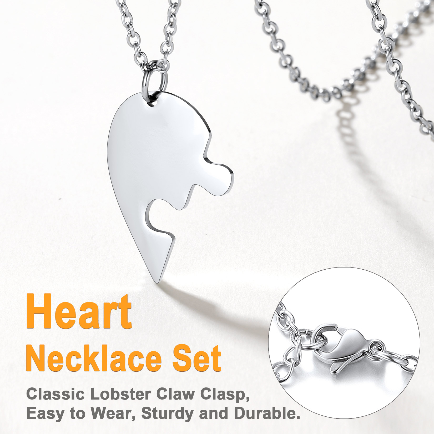 Personalized Name Engraved Heart Puzzle Necklace for Couple high quality