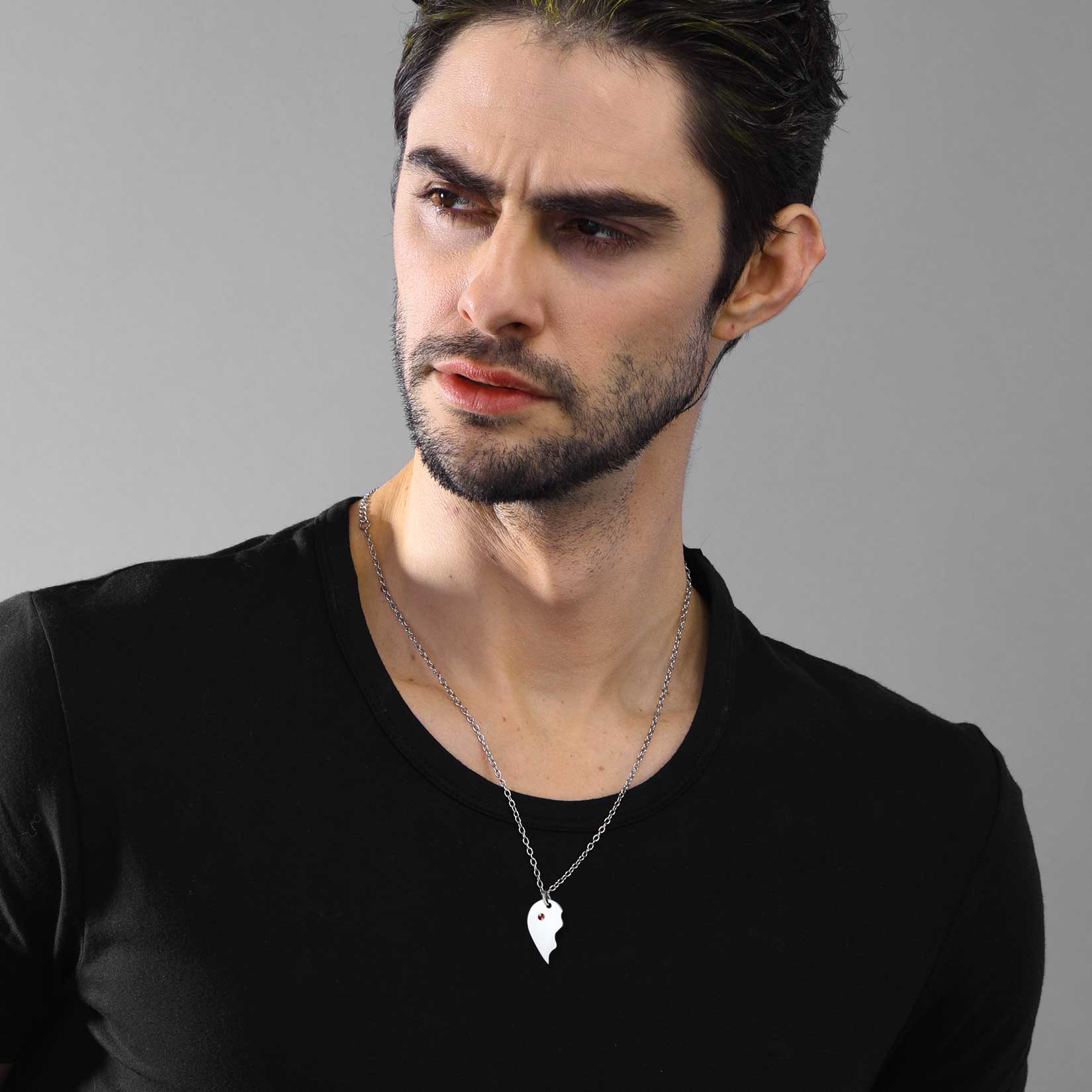  Personalized Birthstone Engraved Puzzle Stitching Necklace for Couple model