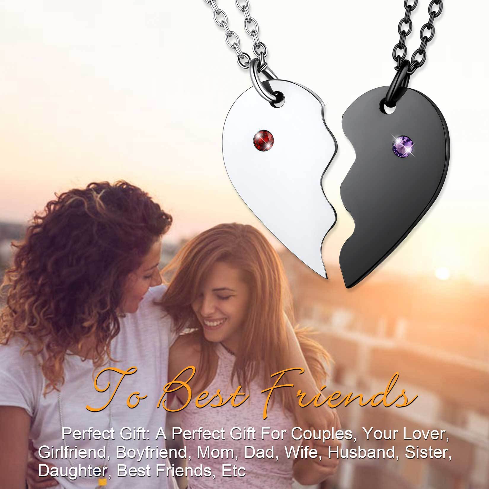  Personalized Birthstone Engraved Puzzle Necklace for Couple friends