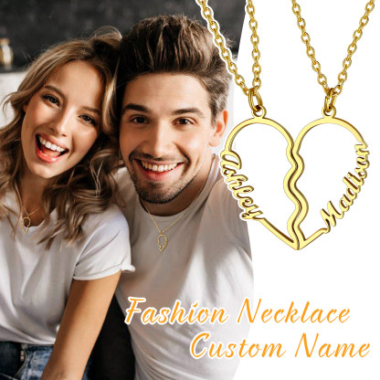 Personalized Name Heart Puzzle Matching Pendant Necklaces custom