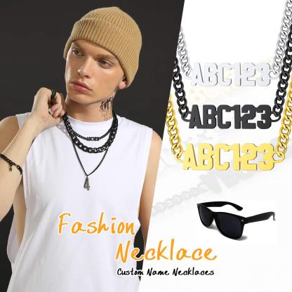 Personalized Necklace with Curb Chains 