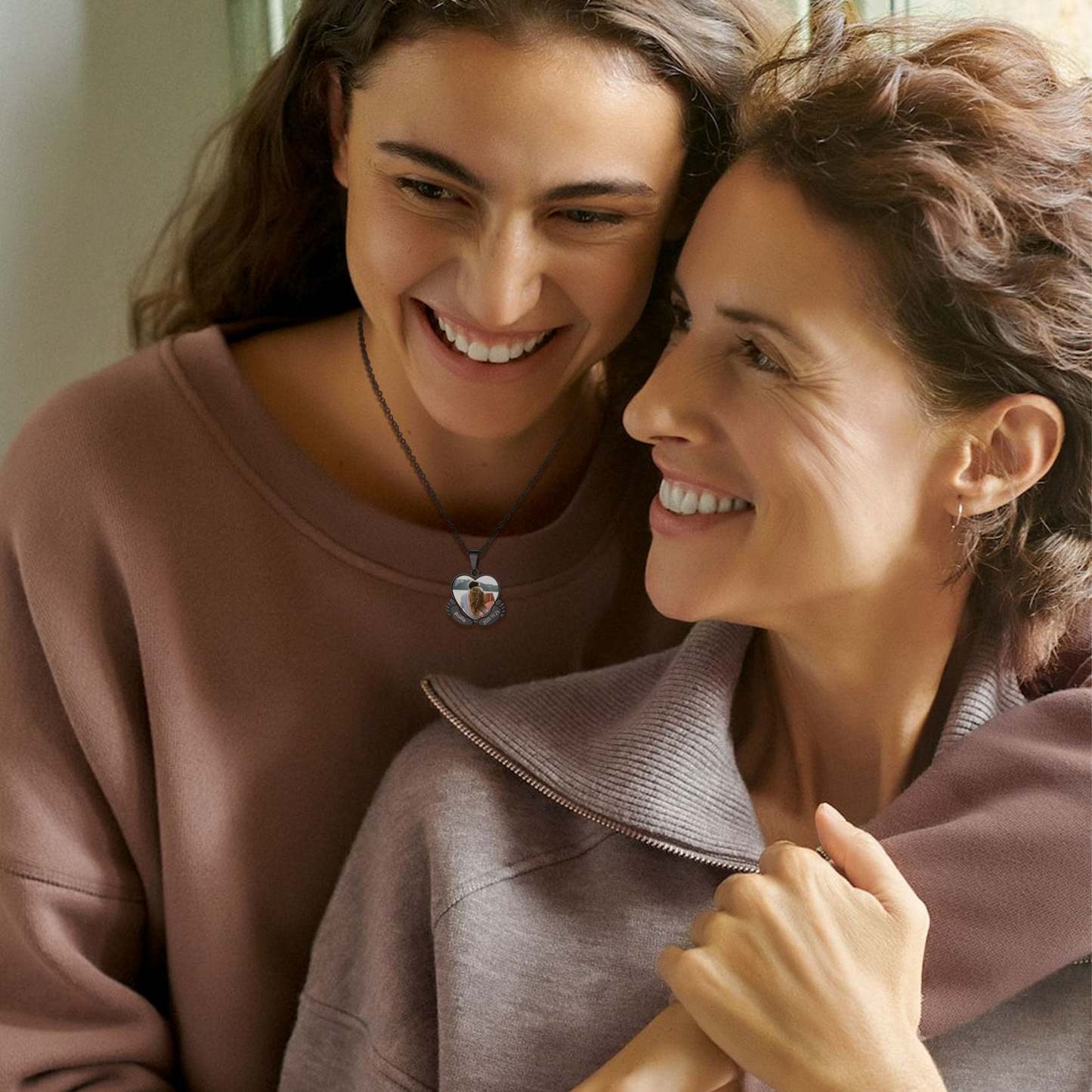 Custom4U Personalized Heart Baby Feet Photo Necklace with Names