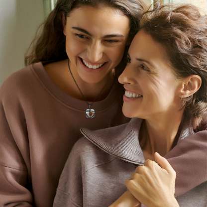 Custom4U Personalized Heart Baby Feet Photo Necklace with Names