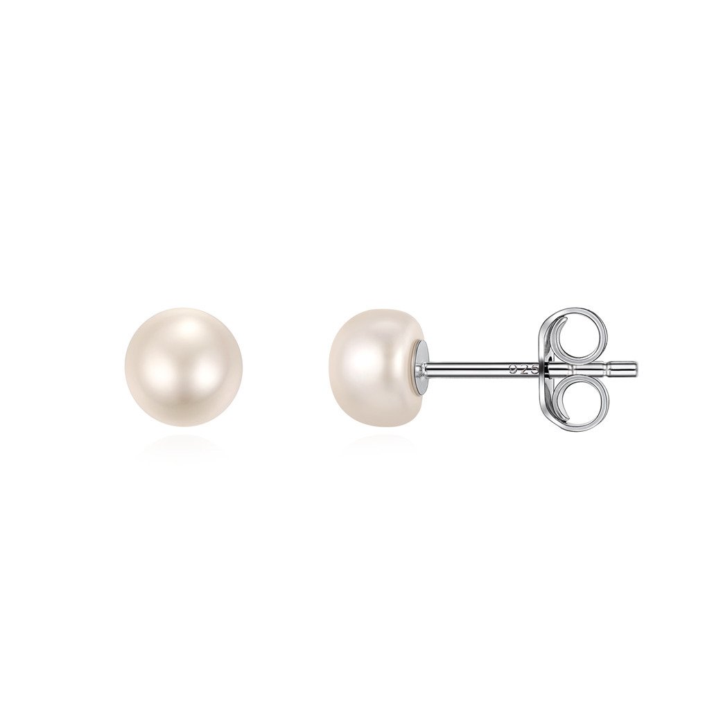 Freshwater Pearls Sterling Silver Studs Earings For Women 