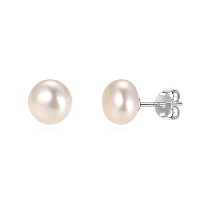 Freshwater Pearls Sterling Silver Studs Earings For Women 