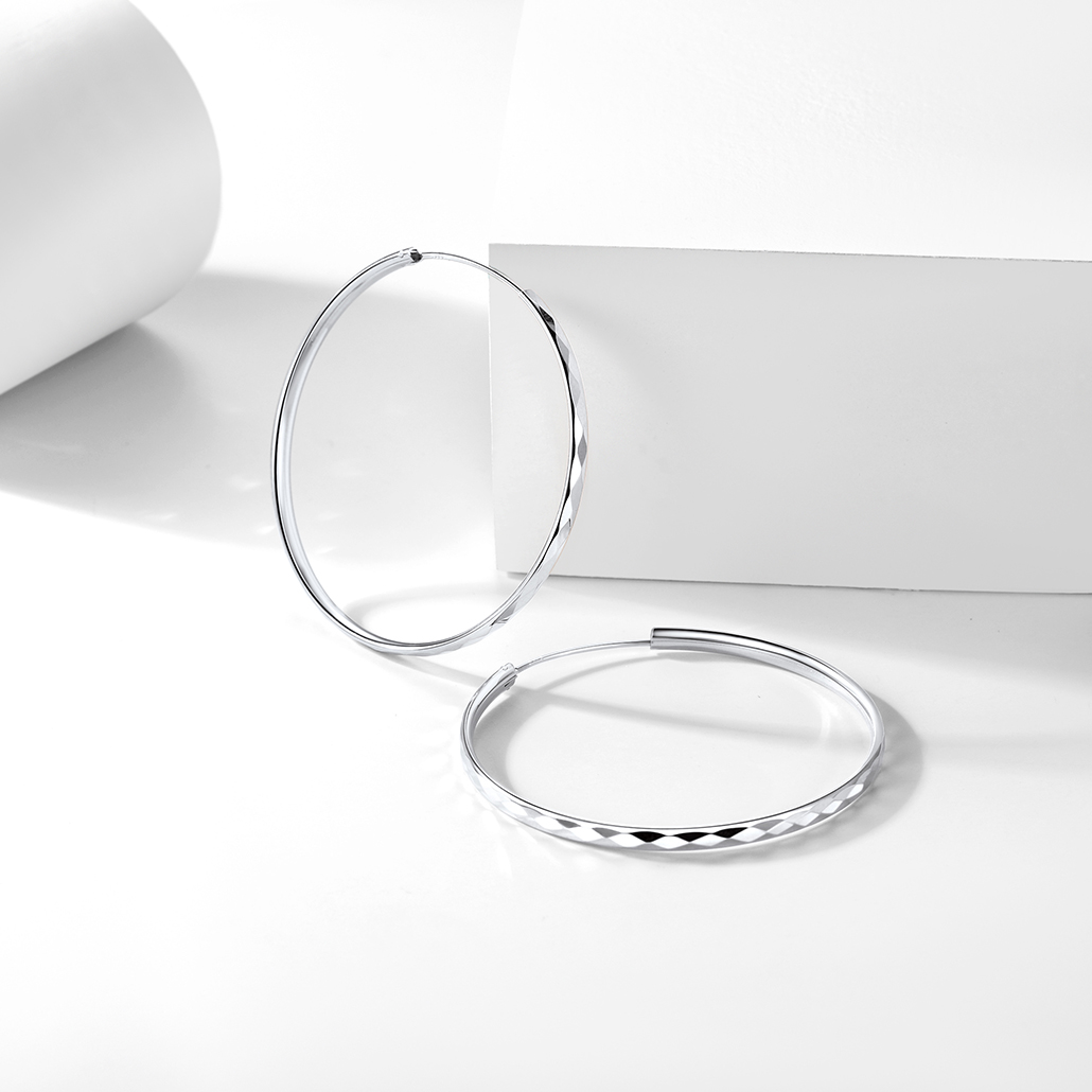 Sterling Silver Round Hoop Earrings For Women