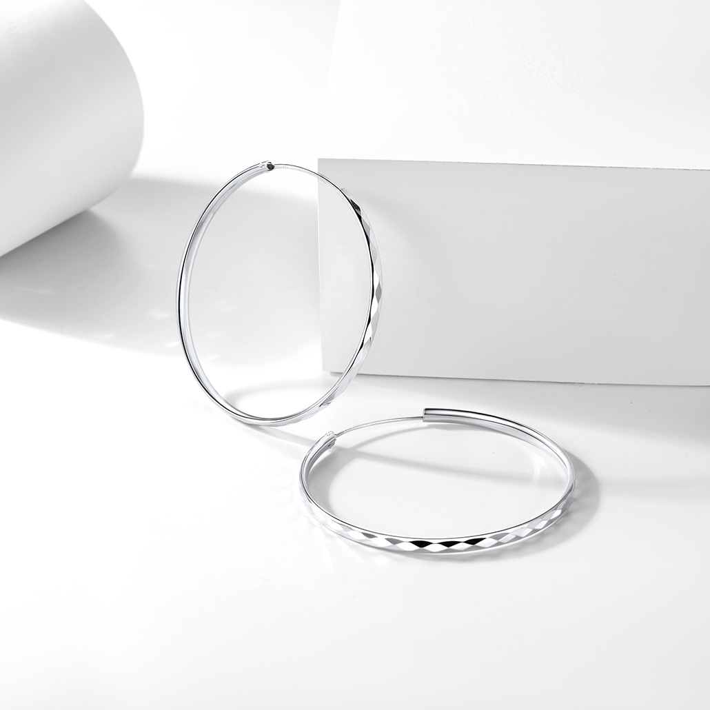 Sterling Silver Round Hoop Earrings For Women