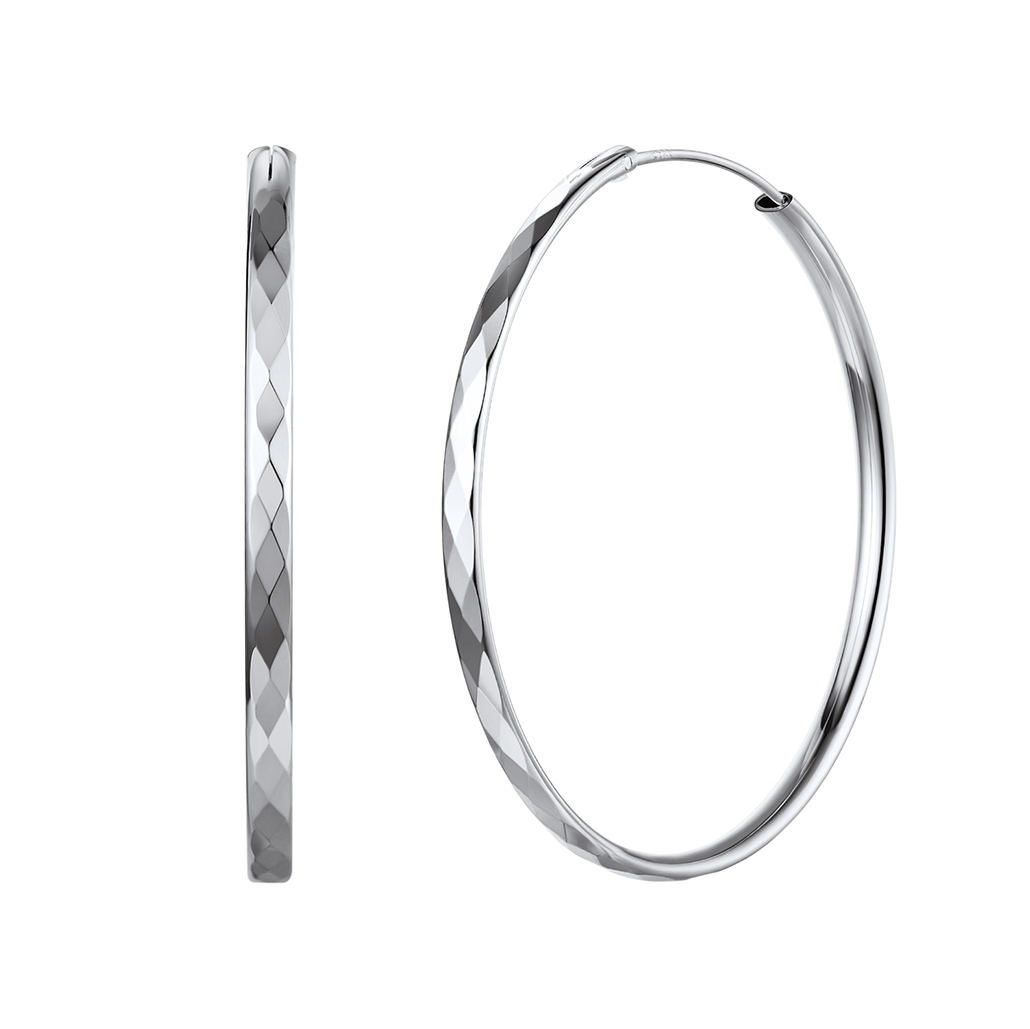 Hypoallergenic Sterling Silver Round Hoop Earrings Silver 50