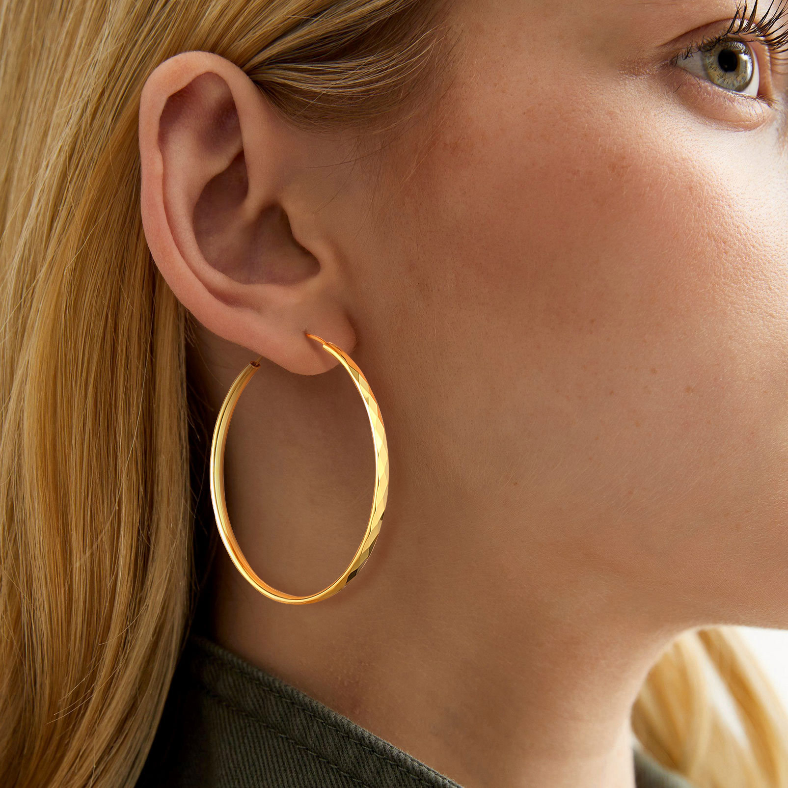 Hypoallergenic Sterling Silver Round Hoop Earrings For Women model