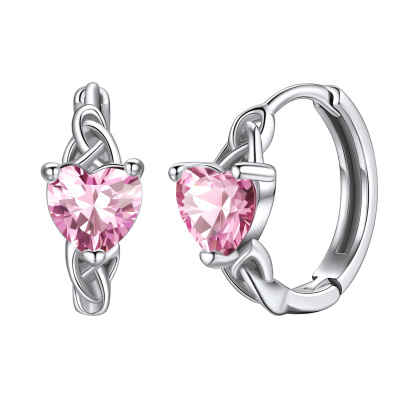  Birthstone 925 Sterling Silver Heart Hoop Earrings for Women Oct
