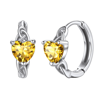  Birthstone 925 Sterling Silver Heart Hoop Earrings for Women Nov