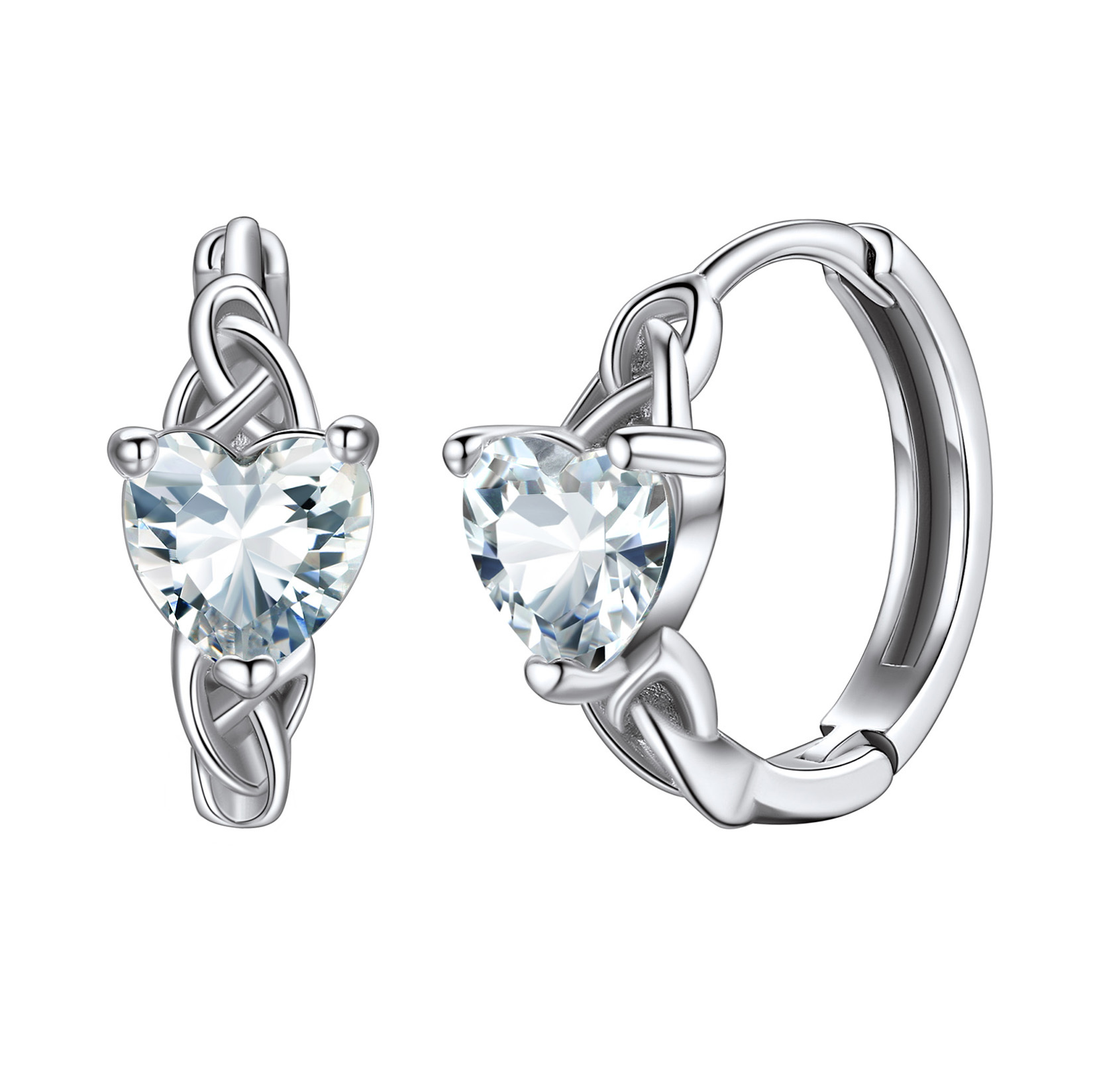  Birthstone 925 Sterling Silver Heart Hoop Earrings for Women Apr