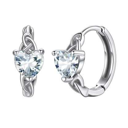  Birthstone 925 Sterling Silver Heart Hoop Earrings for Women Apr