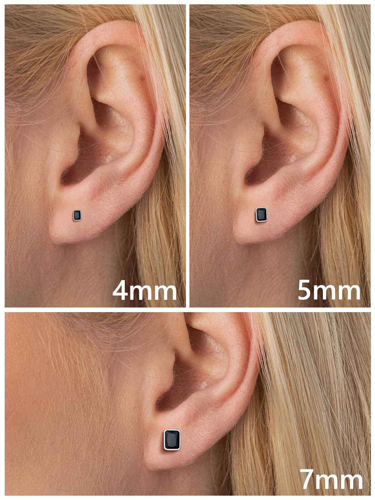 Flash Sale S925 Silver Emerald Cut CZ Stud Earrings 