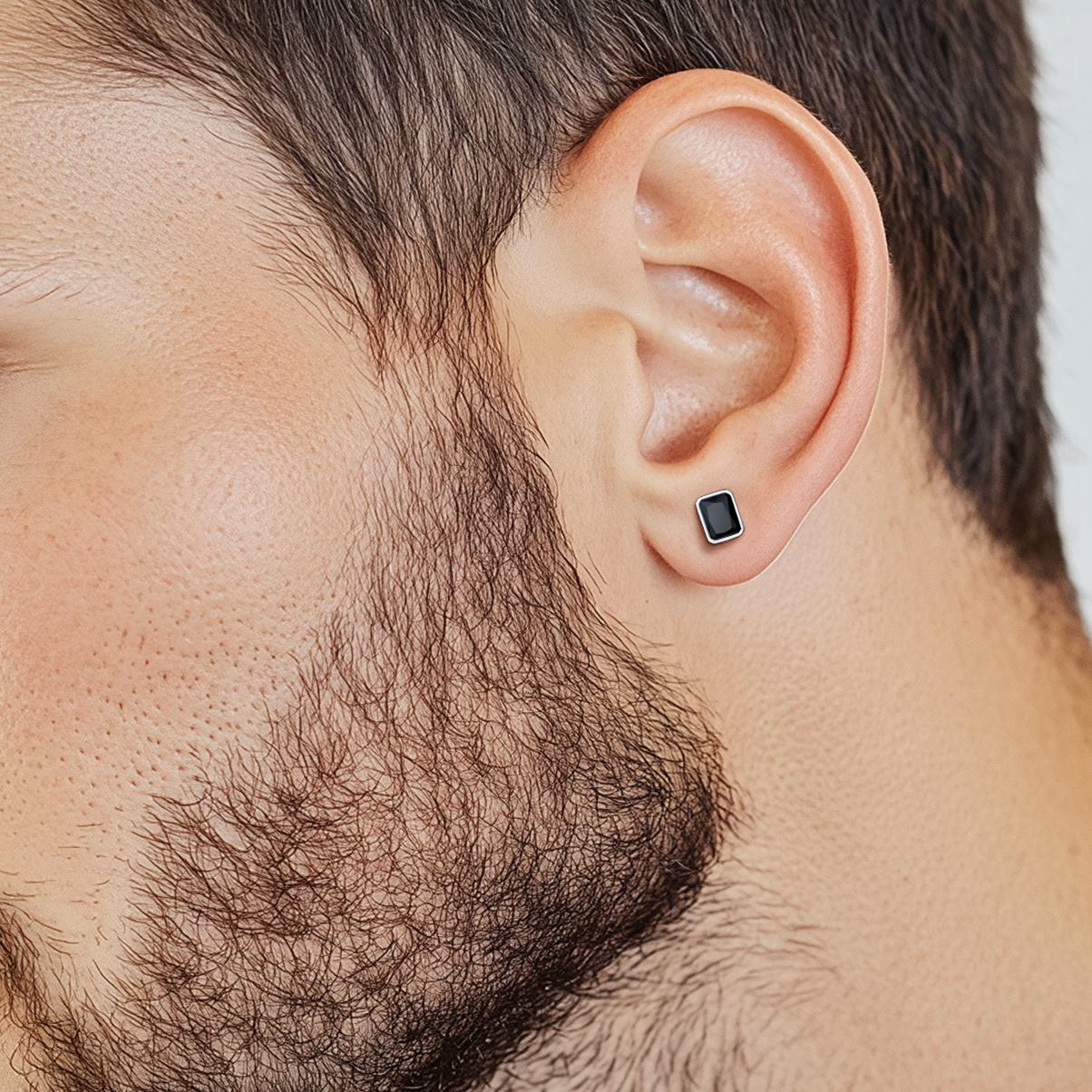 Flash Sale S925 Silver Emerald Cut CZ Stud Earrings 