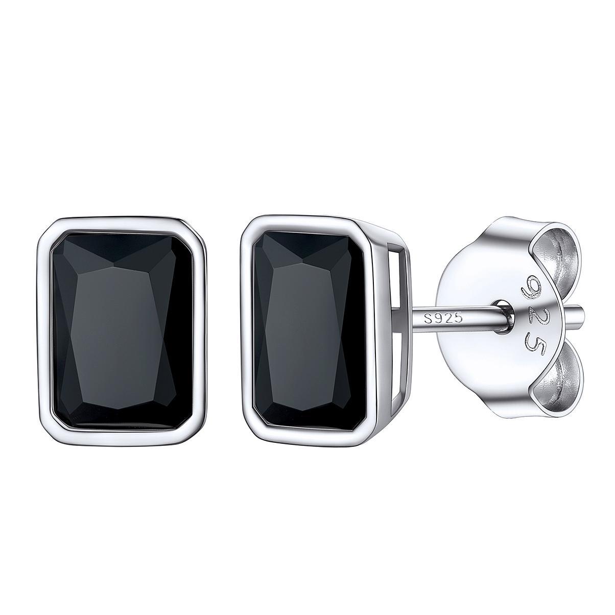 Flash Sale S925 Silver Emerald Cut CZ Stud Earrings