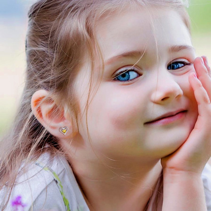 Infinity Birthstone Heart Stud Earrings for kids   model