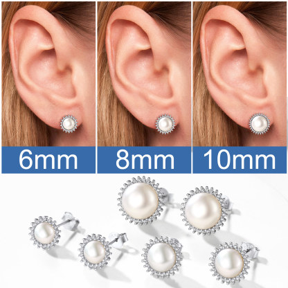 Flash Sale S925 Freshwater Pearl CZ Stud Earrings for Women