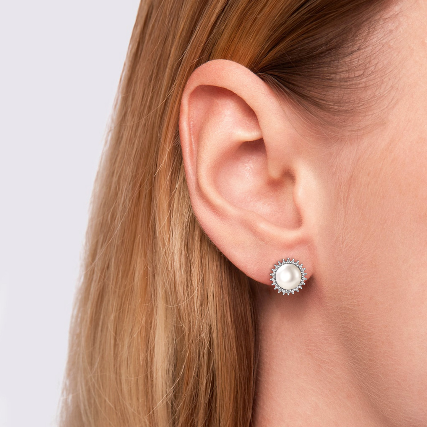 Flash Sale S925 Freshwater Pearl CZ Stud Earrings for Women