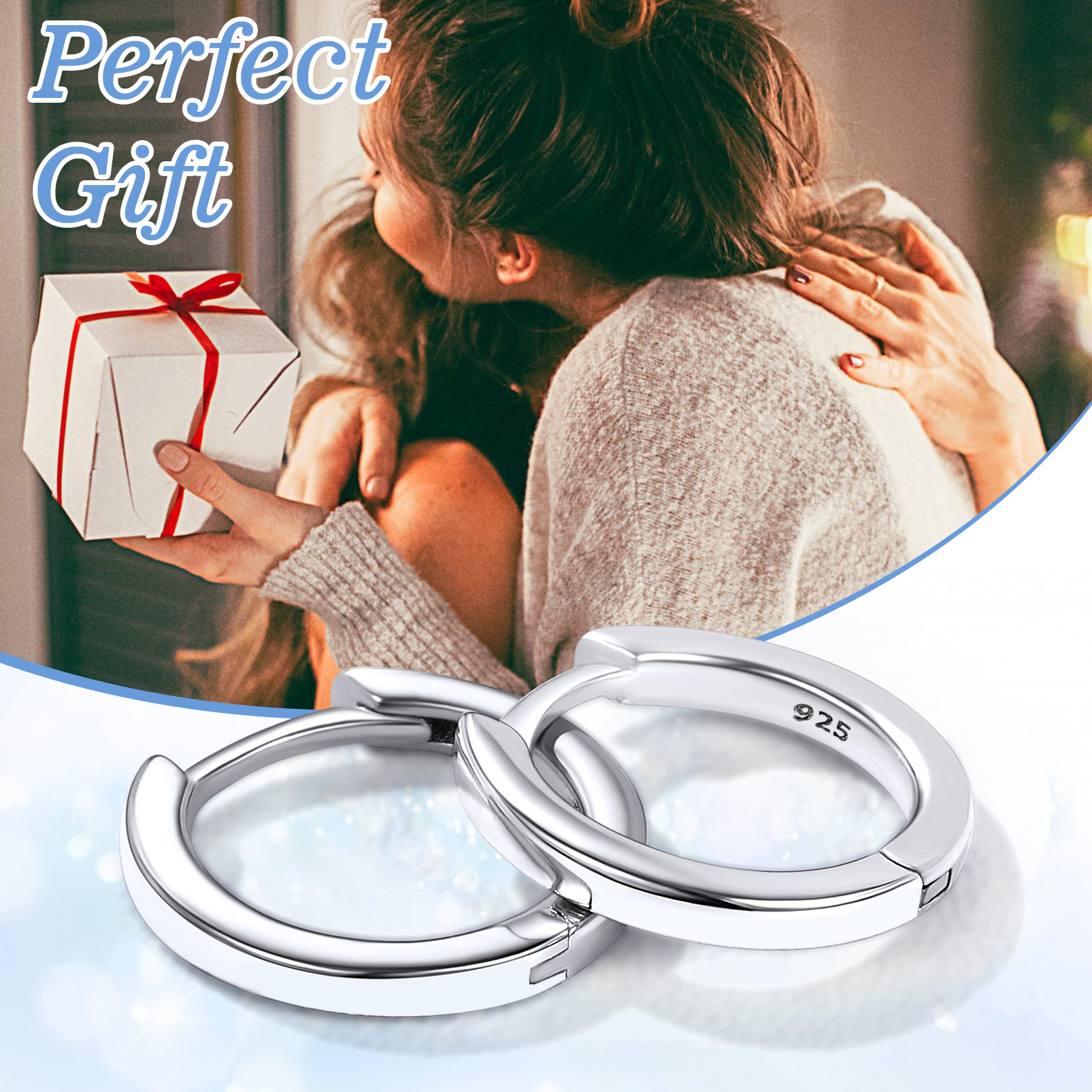 925 Sterling Silver Hoop Earrings Cartilage Huggie Earrings gift