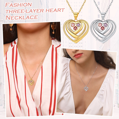 Birthstone Heart Engraved mom necklace