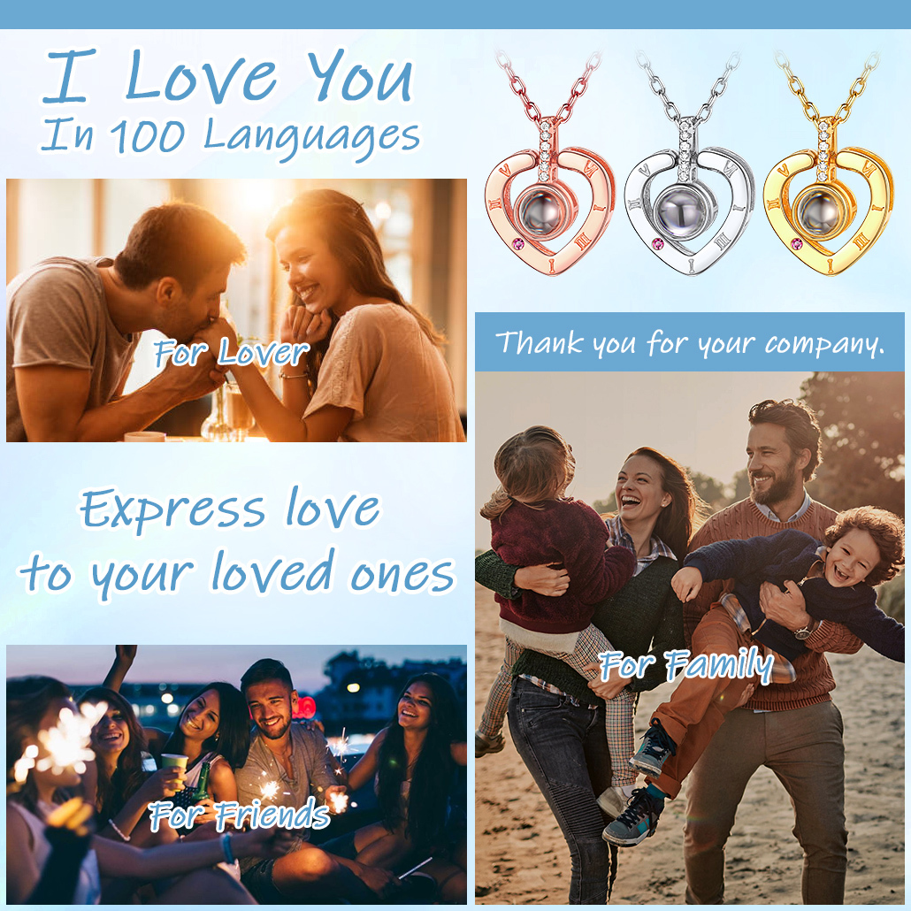 I Love You in 100 Languages Projection Necklace