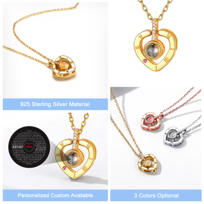 Personalized Name I Love You 100 Languages Projection  Necklace