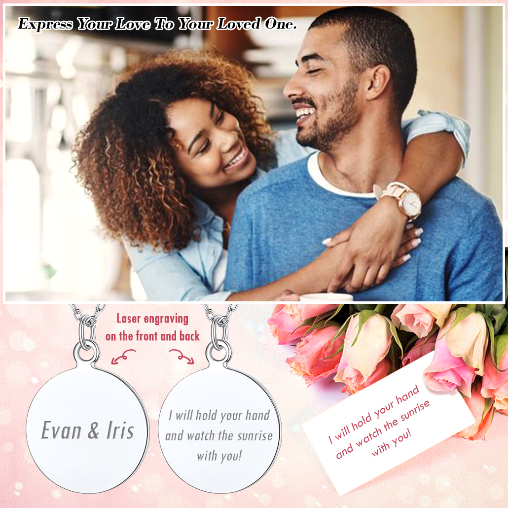 Personalized Engraved Circle Pendant Necklace for Women gift