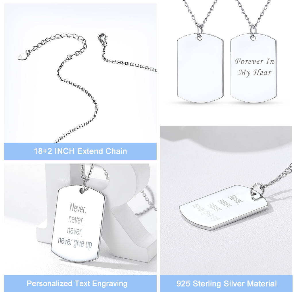 Custom Name Engraved Dog Tag Pendant Necklace for Men Women detail