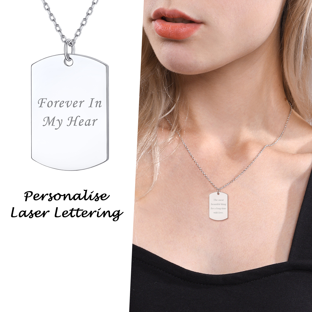 Custom Name Engraved Dog Tag Pendant Necklace 