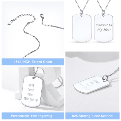 Custom Name Engraved Dog Tag Pendant Necklace for Men Women detail