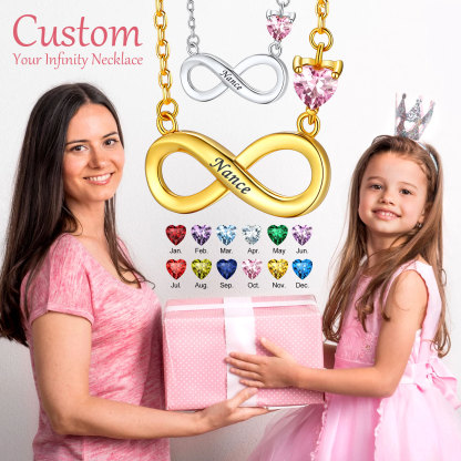  Custom Birthstone Infinity Heart Pendant Necklace for mom