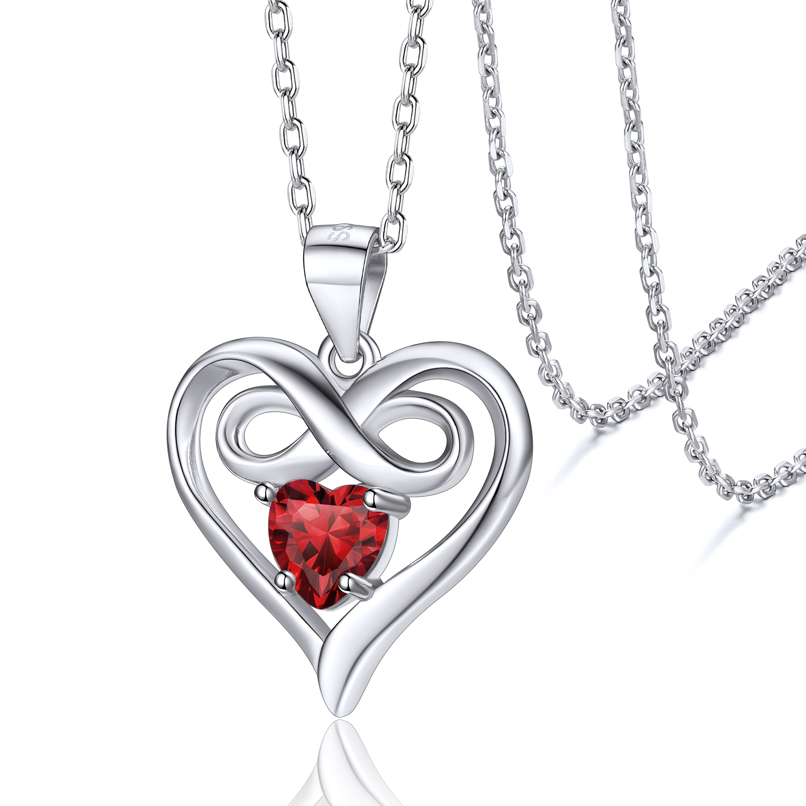 Infinity Birthstone Heart Pendant Necklace for Women Jan