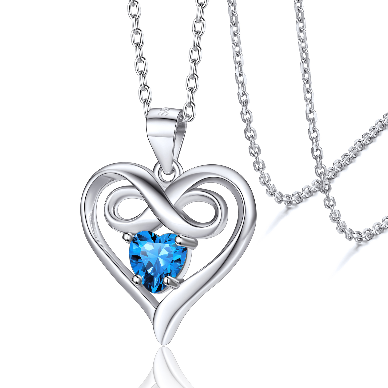 Infinity Birthstone Heart Pendant Necklace for Women  Dec